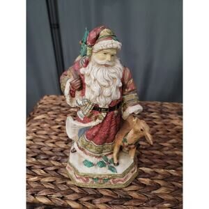 Porcelain Santa Clause Musical Figurine Music Box Holiday Christmas Decor -